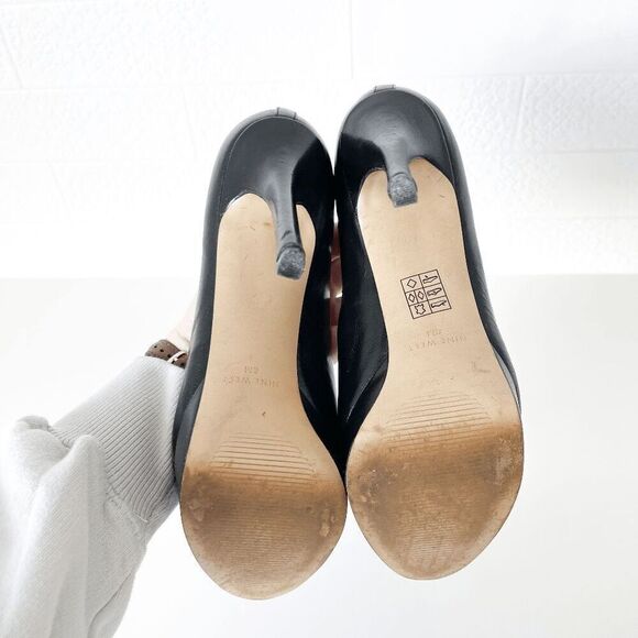 Nine West Womens Heels Leather Slip-On Stiletto Platform Pumps Black Size 8 - Picture 4 of 11